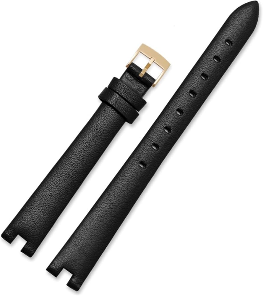 YANLITIAN Watch Band Compatible With Gucci Ya141501 Ya141401 Series Women's Notch Watch Bracelet GC Leather Watch Strap 12 14mm Suit (Color : Black Gold, Size : 12mm)