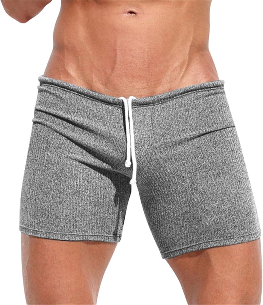 Men's Casual Shorts Knit Workout Attire Elastic Waist Drawstring Workout Running Jogging Summer Beach Sweat Shorts