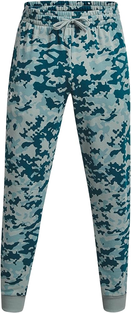 Under Armour Men's UA Rival Fleece Camo Joggers Pants (US, Alpha, Medium, Regular, Regular, Opal Green/White - 781)