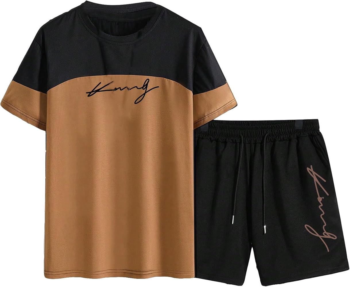 SOLY HUX Men's Short Sleeve Tracksuits Summer Tee Shirt and Shorts Set Two Piece Casual Outfit