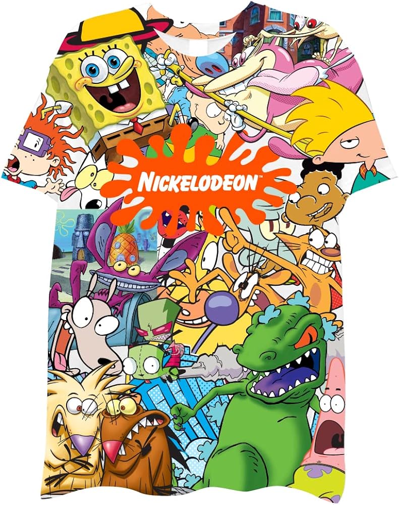 Nickelodeon Mens 90s Cartoon Shirt - Rugrats Hey Arnold Ren & Stimpy Rocko's Modern Life Tie Dye T-Shirt