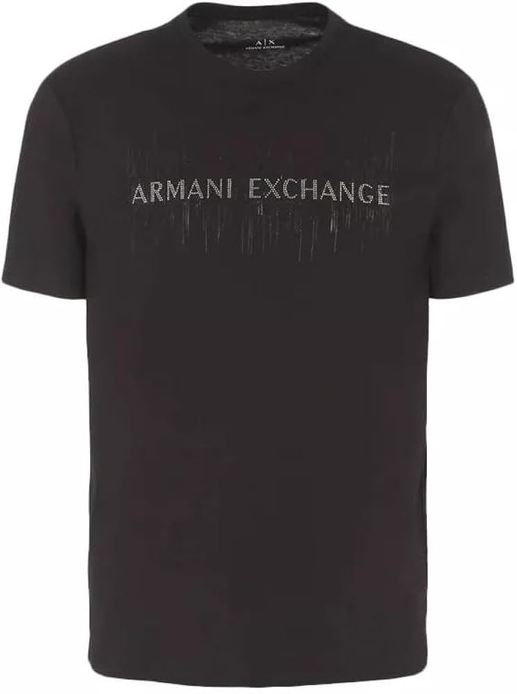 A | X ARMANI EXCHANGE Men's Regular Fit Crew Neck Cotton Jersey Embellised Logo Tee, Black, XL