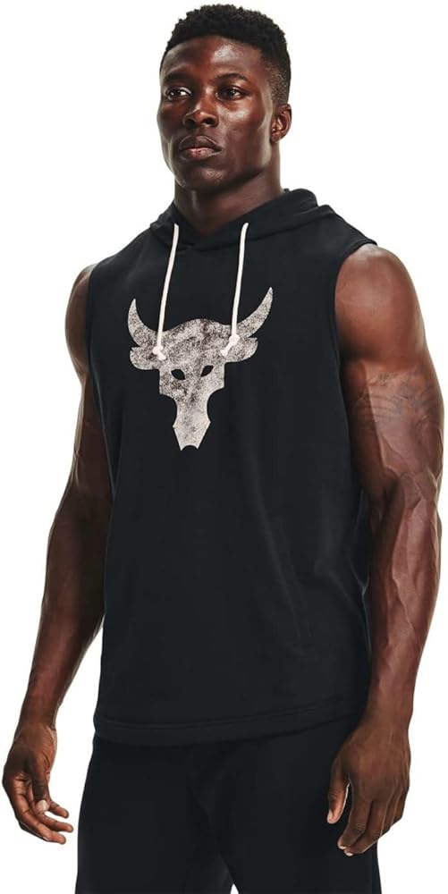 Under Armour Men's Project Rock Terry Sleeveless Hoodie (X-Large) Black