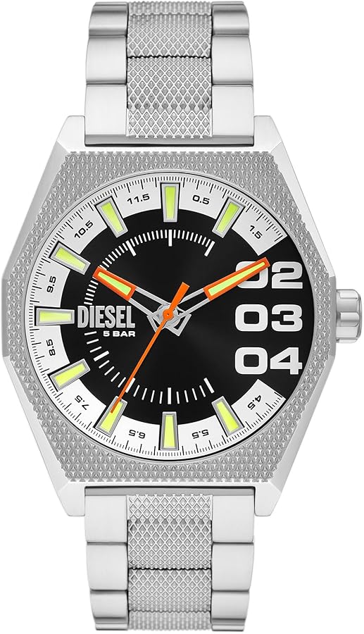 Diesel Scraper Stainless Steel Three-Hand Analog Men's Watch, Color: Silver (Model: DZ2172)