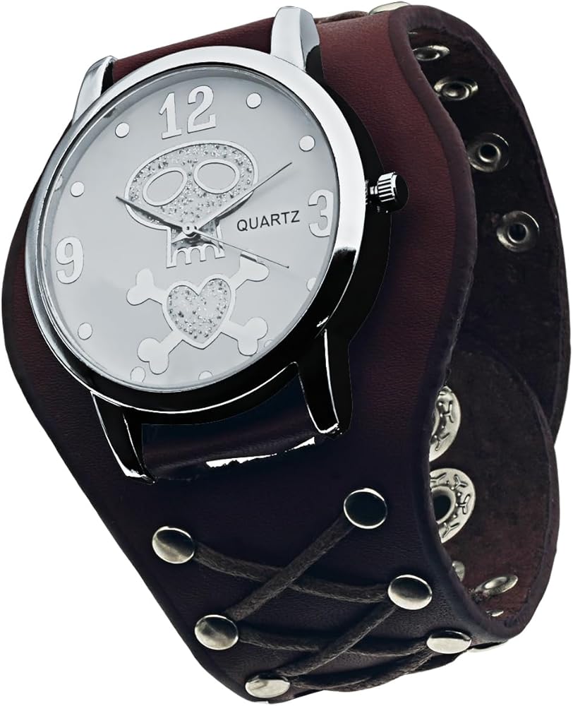 Nightmare Before Christmas Numerals Button Leather Strap Skull Quartz Punk Wrist Watch for Men&Women Birthday Christmas Halloween Good Gifts