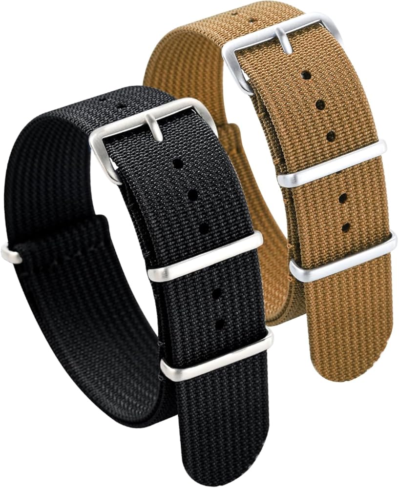 TACTICAL FROG Military Nylon Strap 2 Packs 20mm Watch Band Nylon Replacement Watch Straps for Men Women