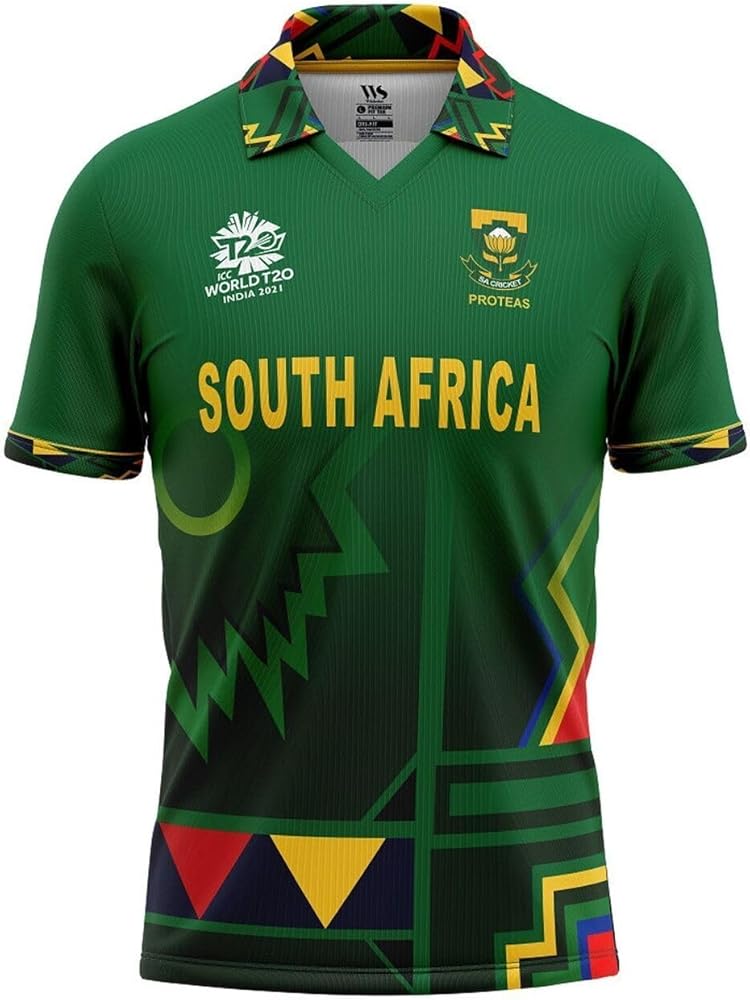 South Africa ICC ODI T20 World Cup Cricket Fan Jersey - 100% Dryfit Polyester