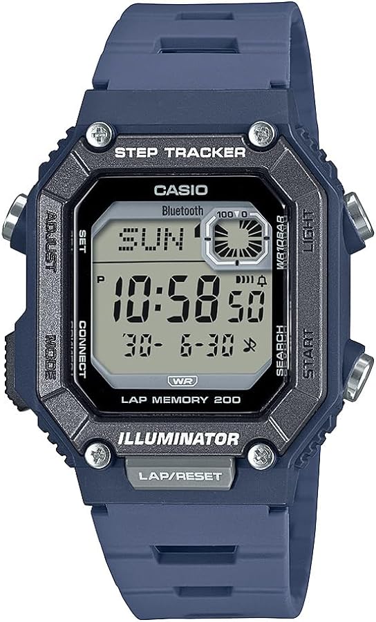 Casio WS-B1000 Series | Men's Digital Watch | (Blue) | 100M WR | Step Tracker | LED Illuminator | 100 SEC Chronograph | Daily Alarm | 2-Year Battery