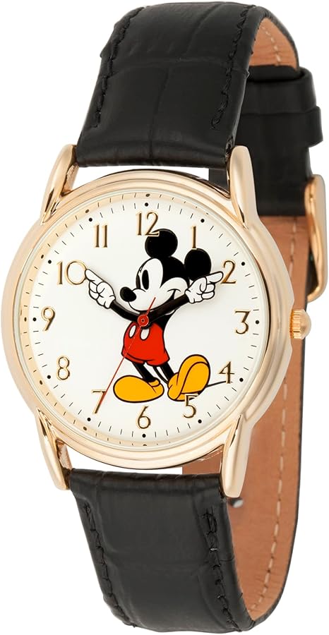 Disney Mickey Mouse Adult Classic Cardiff Articulating Hands Analog Quartz Leather Strap Watch