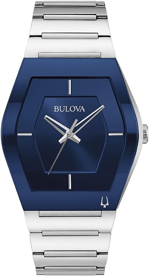 Bulova Men's Modern Gemini 3-Hand Quartz Silver Stainless Steel Watch, Edge-to-Edge Crystal