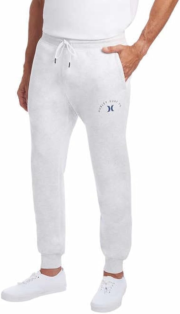 Hurley Men’s Fleece Jogger (White, XXL)