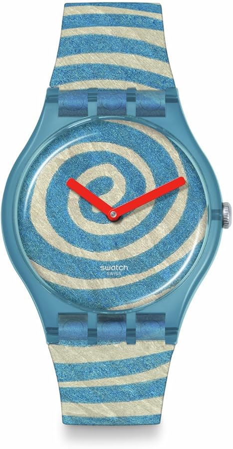 Swatch Casual Watch Blue Quartz Plastic Art Journey Bourgeois's Spirals