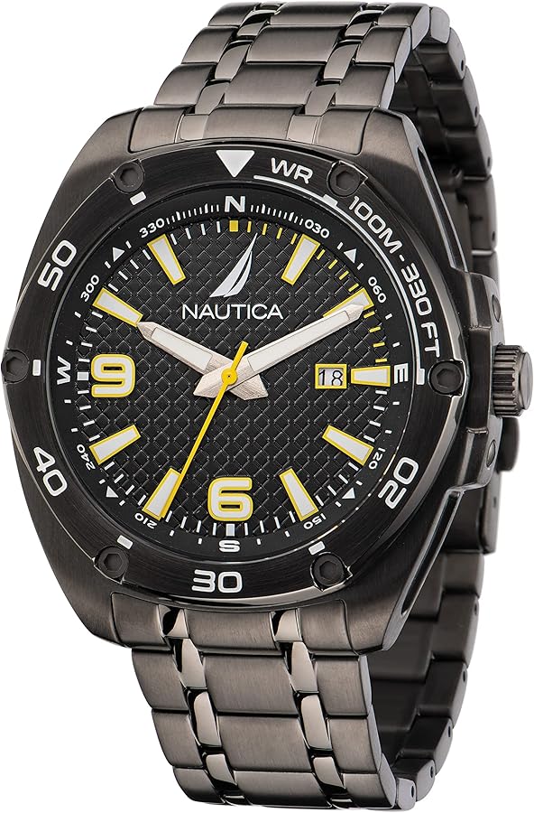 Nautica Men's Tin Can Bay IP Black Stainless Steel Bracelet Watch (Model: NAPTCF204)