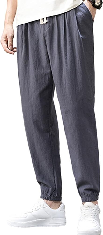 Zontroldy Men's Pants Cotton Linen Yoga Golf Beach Jogger Sweat Lounge Harem Pants Trousers