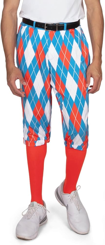 Tipsy Elves Golf Knickers for Men - Included Matching Socks - Athletic Fit Mens Pants with Game Changing Designs