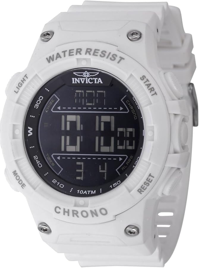 Invicta Racing Men 52mm Plastic White Black dial Electronic Digital