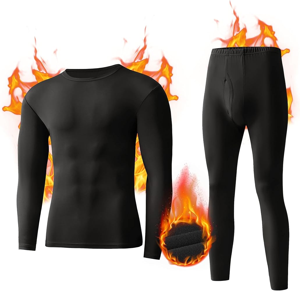 American Trends Thermal Underwear for Men Heavy Weight Long Johns Base Layer Set with Fleece Lined