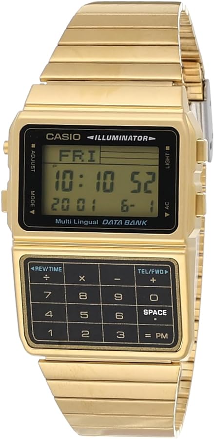 Casio #DBC611G-1D Men's Gold Tone 25 Memory Calculator Databank Watch