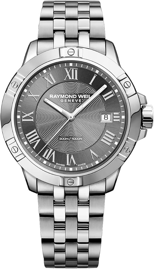 Raymond Weil Tango Classic Men's Watch, Quartz, Grey Dial, Roman Numerals, Stainless Steel Bracelet, 41 mm (Model: 8160-ST-00608)