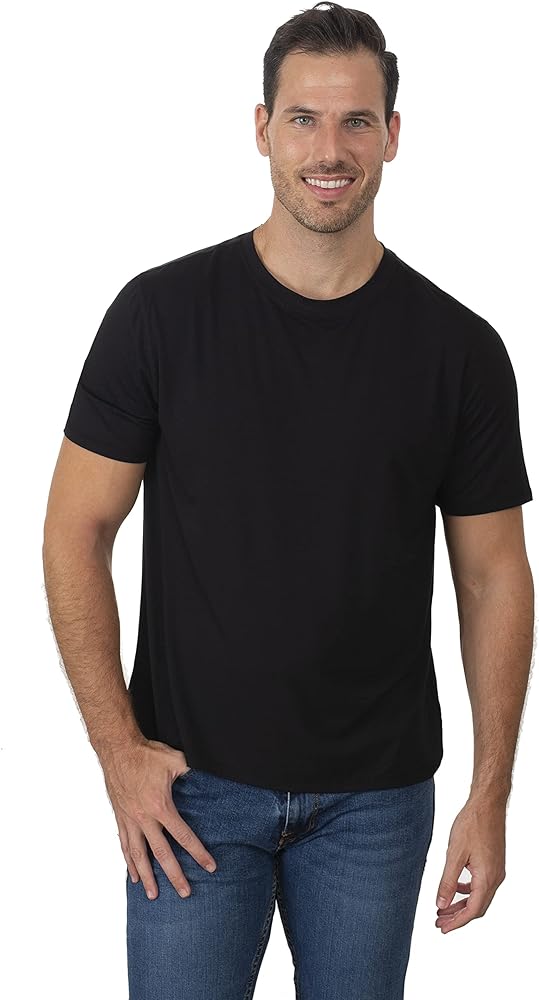 Chill Boys Soft Viscose from Bamboo T-Shirt for Men with Short Sleeve - Plain T-Shirt with Cool Performance and Crew Neck Tee