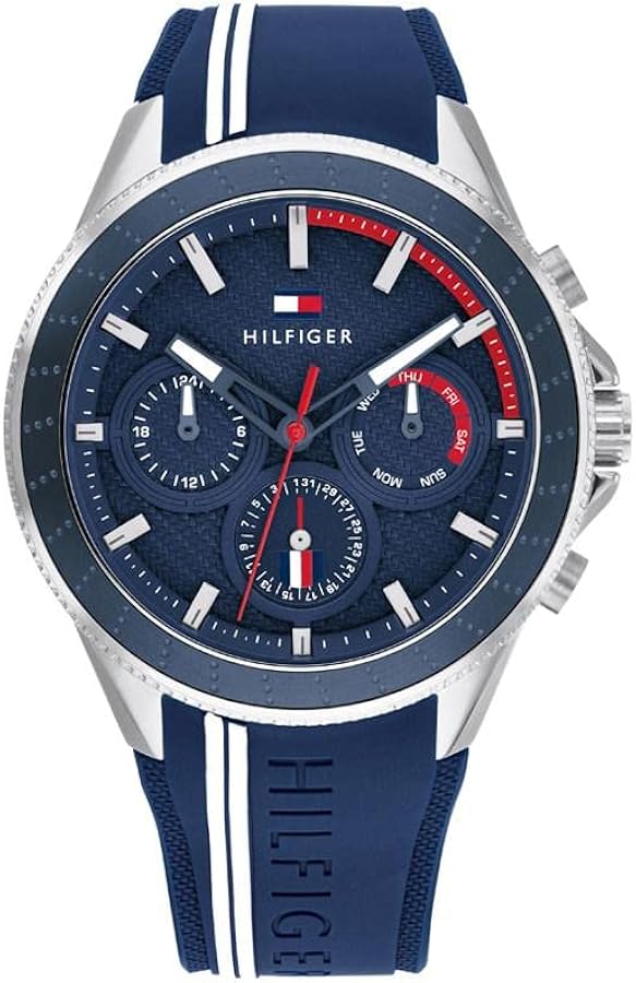 Tommy Hilfiger Men's Quartz Multifunction Stainless Steel and Silicon Strap Sporty Watch