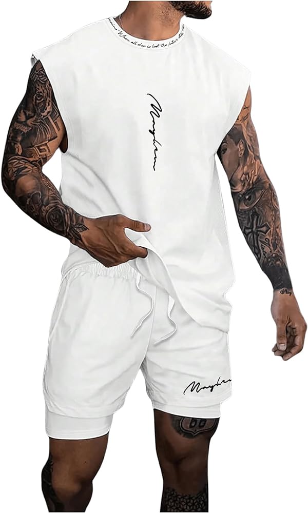 SOLY HUX Men's Sport Set Summer Outfit 2 Piece Tank Top and Shorts Casual Tracksuit Sets