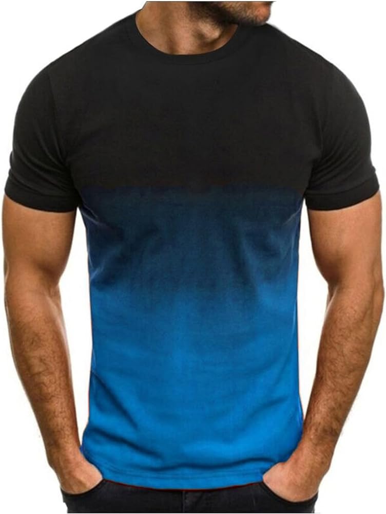 Mens Shirts Crewneck Short Sleeve Summer Beach Shirt Causal Stylish Gradient Color Graphic Tee Shirts Fashion Clothes