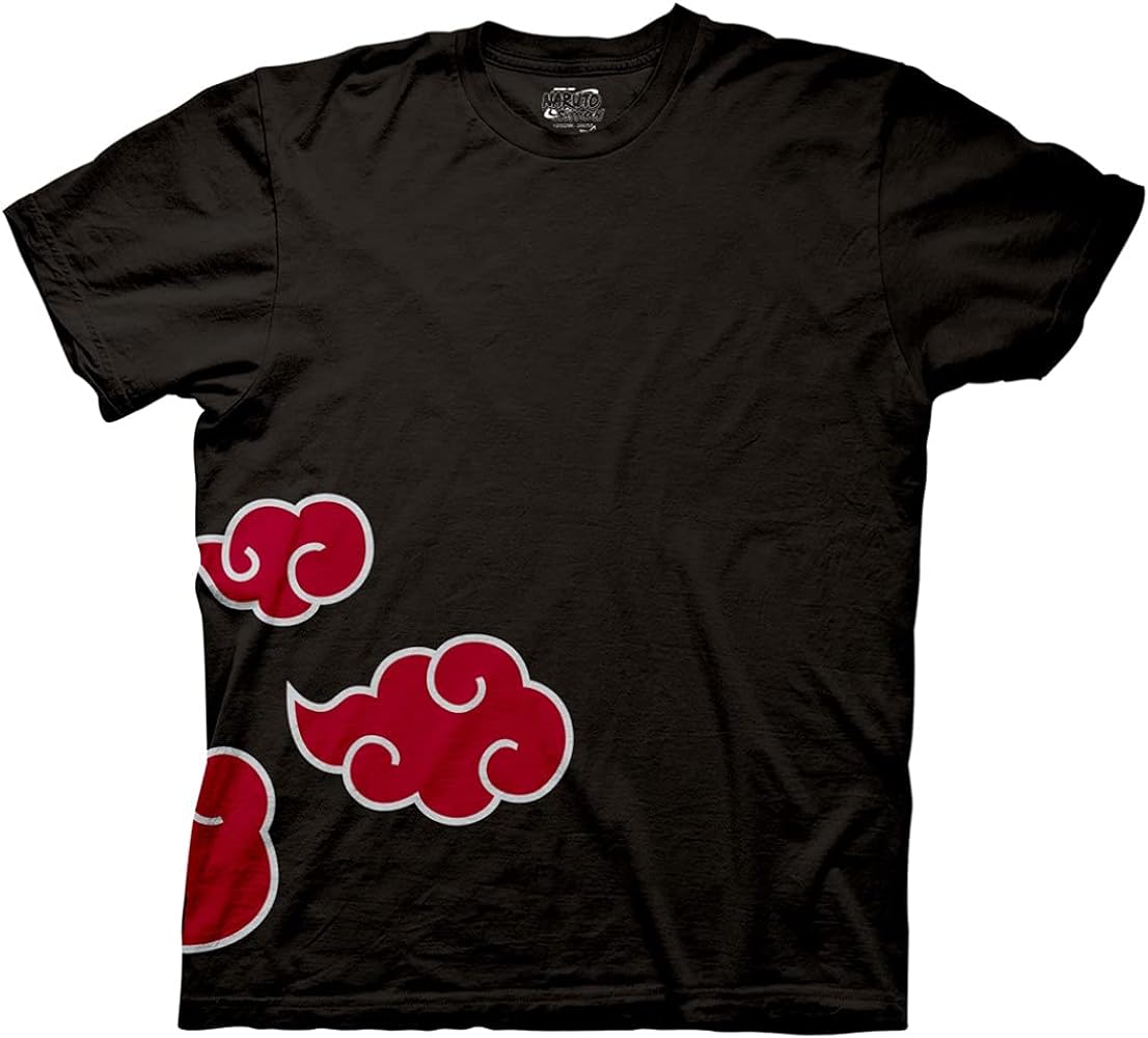 Ripple Junction Naruto Shippuden Men's Short Sleeve T-Shirt Akatsuki Clouds & Anti-Leaf Front & Back Logo Officially Licensed