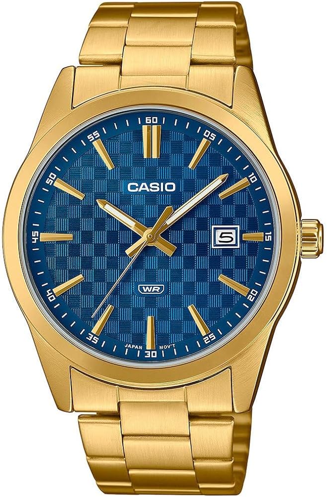 Casio MTP-VD03G-2A Men's Standard Gold Tone Stanless Steel Blue Dial 3-Hand Analog Watch