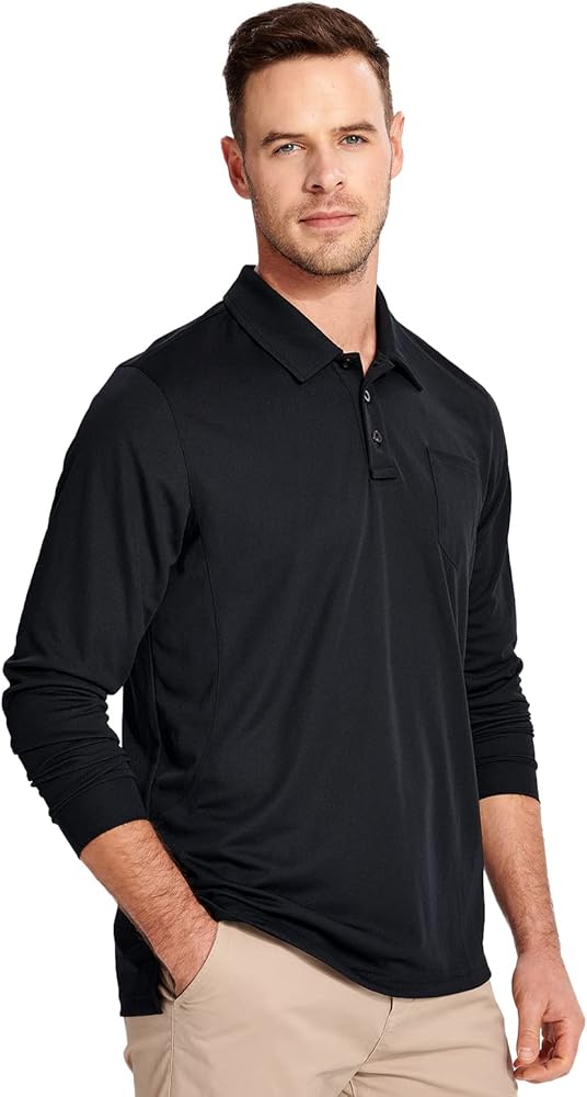 Men's Golf Polo Shirt, Short and Long Sleeve Collared Pocket Tactical T-Shirts for Men Dry Fit Casual Work Sport