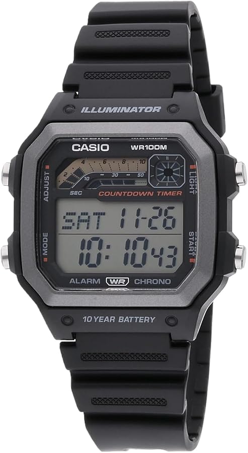 Casio Illuminator 10-Year Battery Countdown Timer Alarm Chronograph Men's Watch WS1600H-1AV