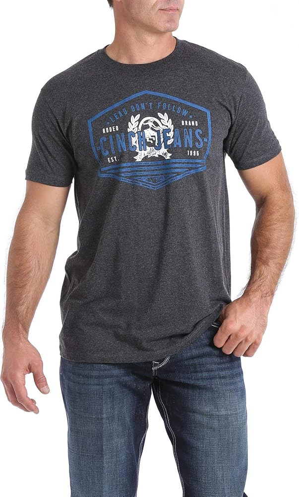 Cinch Men's Shield Heathered Cotton-Poly Jersey Tee