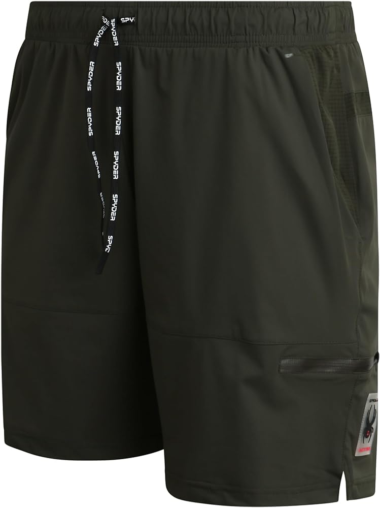 Spyder Men's Active Shorts - Athletic Performance Gym Shorts, Reflective Trim - 8" Inseam Running Shorts, Zip Pockets (S-XL)