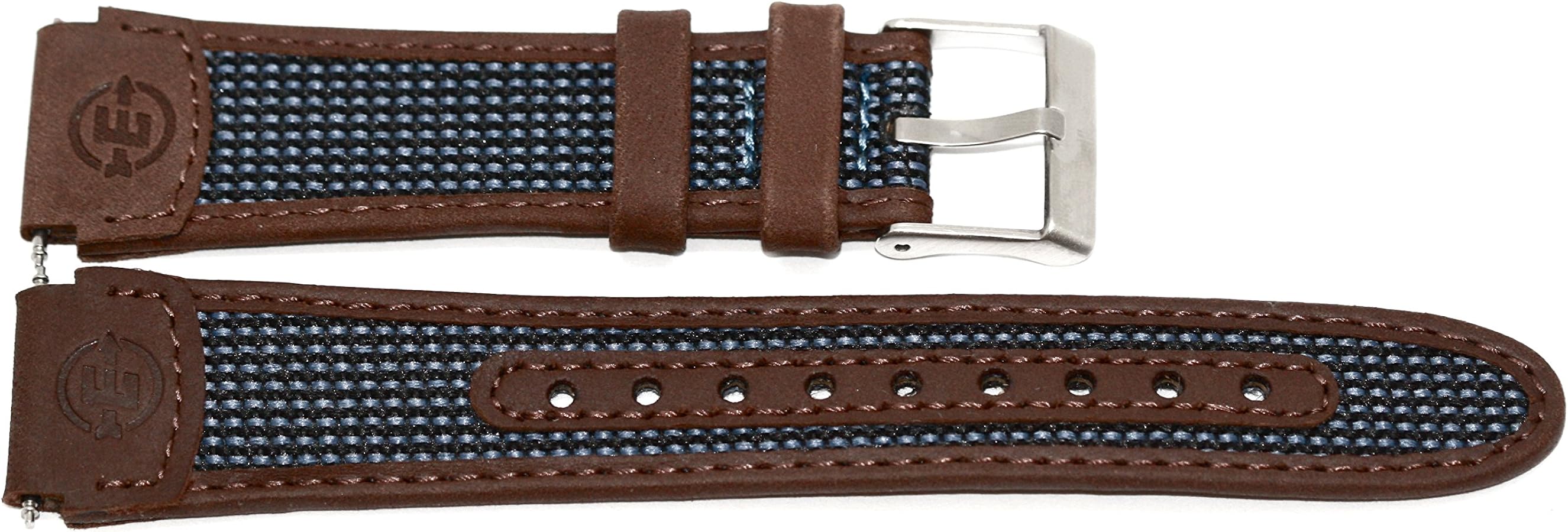 Timex Expedition 19mm Blue Brown Water Resistant Leather Chrono Timer Watch Band Strap