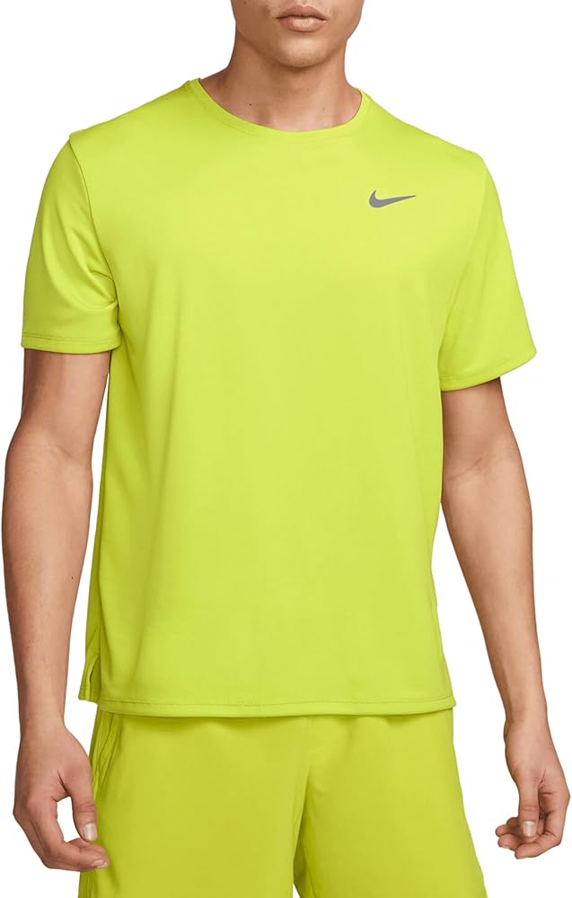 Nike Men's Dri-FIT Miler Short-Sleeve Running Top (US, Alpha, Medium, Regular, Regular, Bright Cactus/Lime Green)