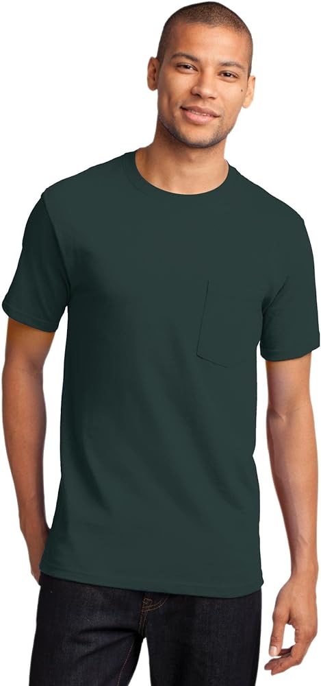 Port & Company Mens Tall Essential T-Shirt with Pocket, Dark Green, XXXX-Large Tall