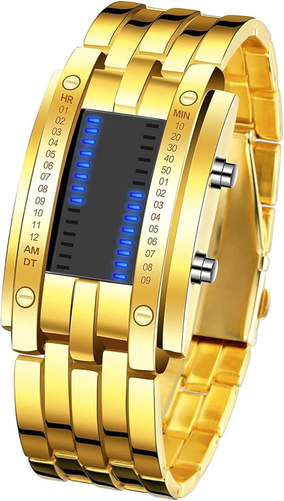 Gosasa Wrist Watches Men's LED Digital Watch Fashion Classic Waterproof Stainless Steel Watches Black