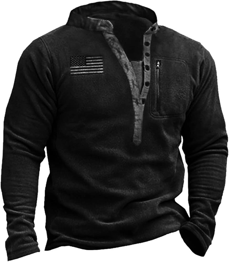 HARGLESMAN Mens Fleece Sweatshirts American Flag Patriotic Pullover