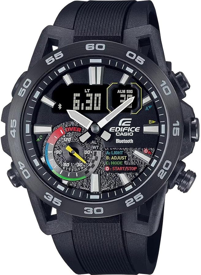 Casio Analog Model Watch Edifice. Brand ECB-40MP-1AEF, Black/White, Strip