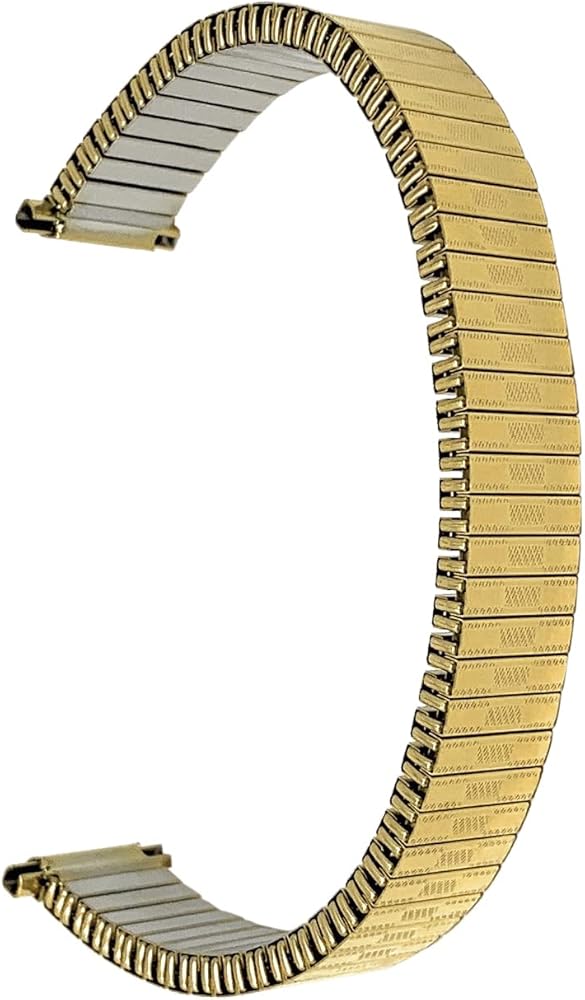 Bandini Stainless Steel Stretch Watch Band, Straight End, Metal Expansion Strap, No Buckle - Silver, Silver/Gold Tone - 10mm, 11mm, 12mm, 13mm, 14mm, 18mm, 19mm, 20mm, 21mm, 22mm