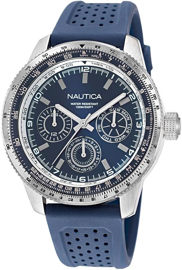 Nautica Men's NAPP39S25 Pier 39 Grey/Blue & Grey/Blue Silicone Strap Watch