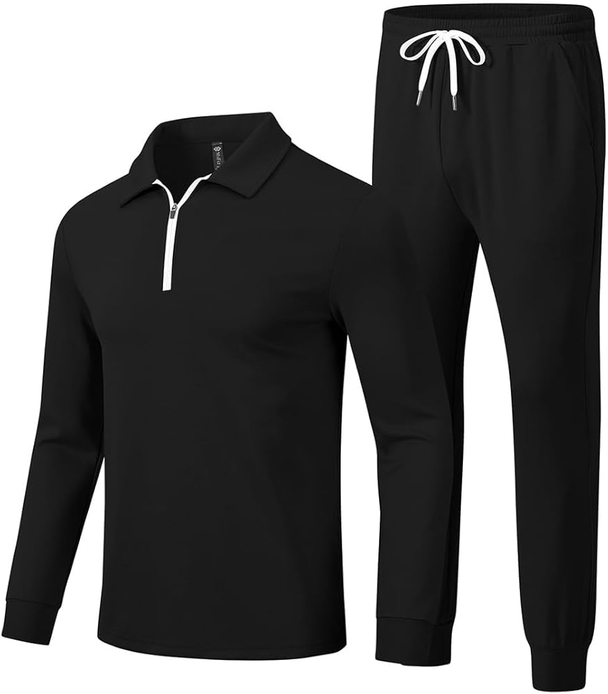 MoFiz Men's Tracksuit 2 Piece Sweatsuit Track Suit 1/4 Zip Long Sleeve Tops Jogging Pants Casual Outfits For Men