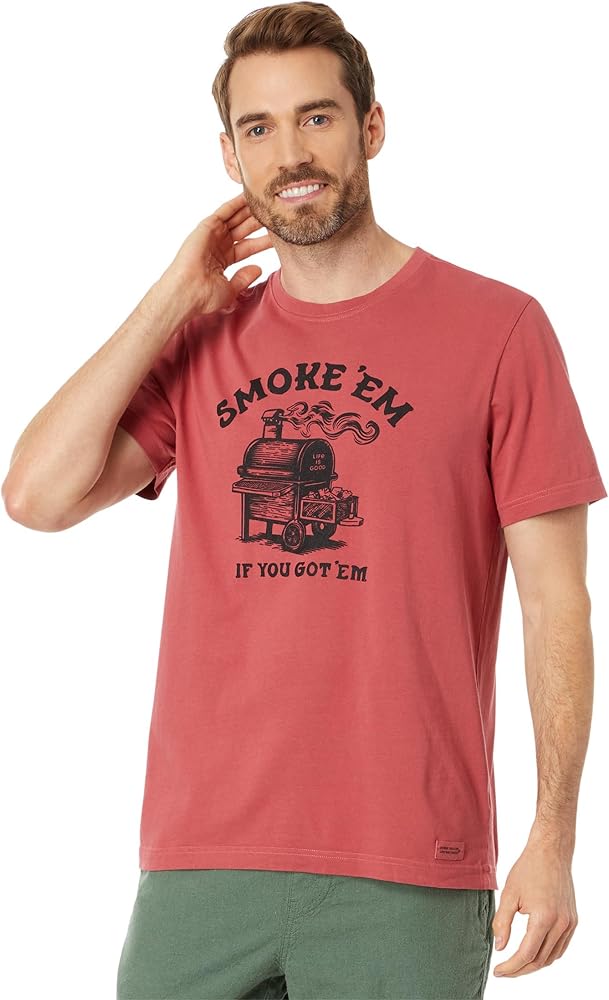 Life is Good Men's Woodcut Smoke 'Em Crusher Tee