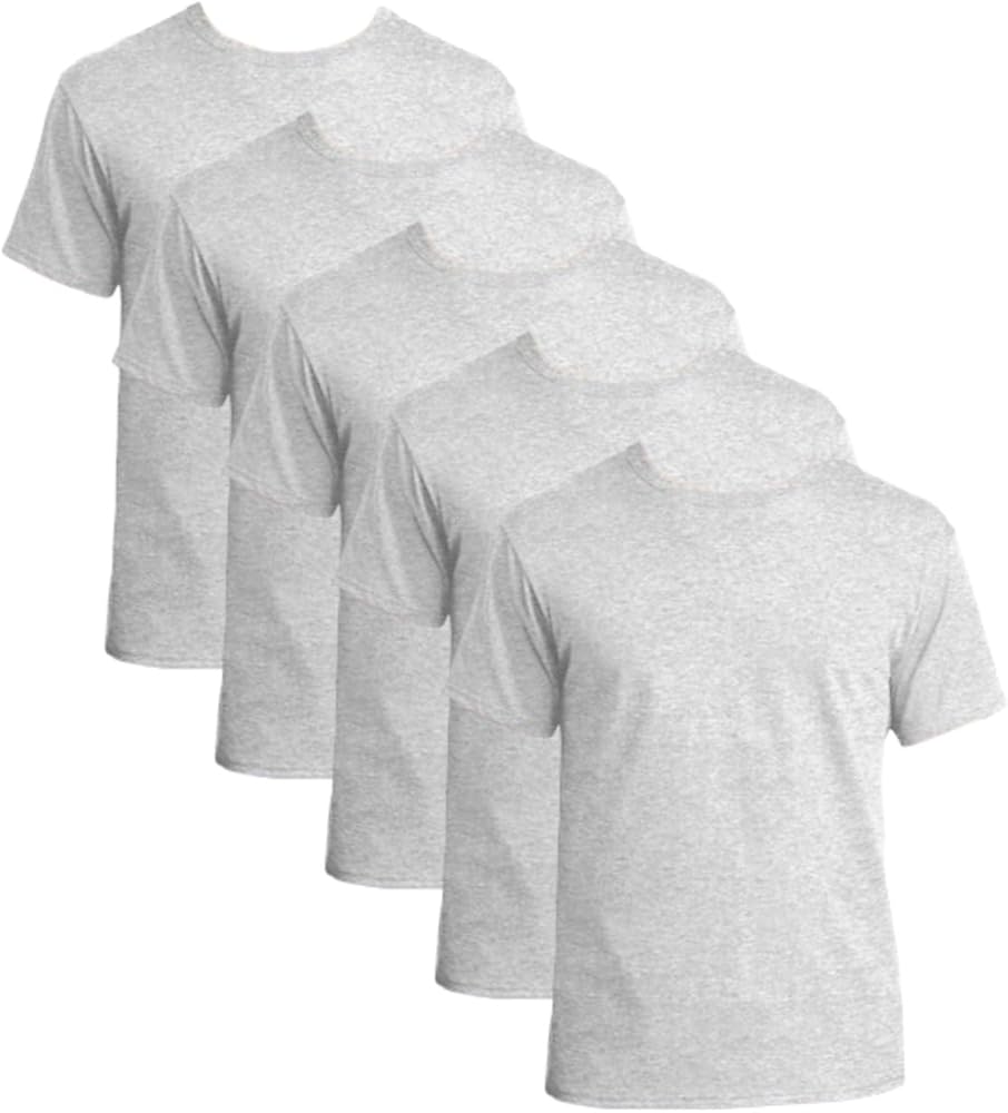 Hanes Ultimate Men's 5-Pack Tagless ComfortSoft Crewneck T-Shirt, Ash, Large