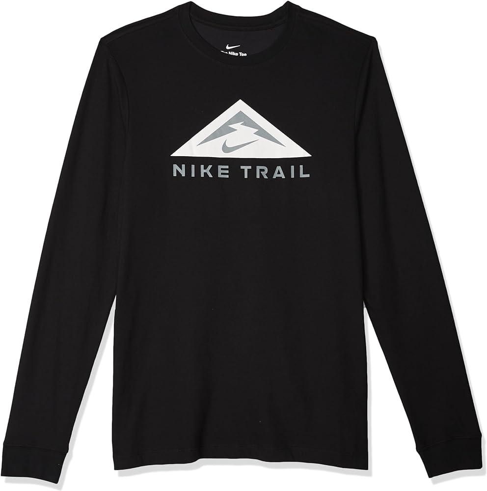 Nike Dri-FIT Men's Long-Sleeve Trail Running Crew (as1, Alpha, m, Regular, Regular, Black/White)