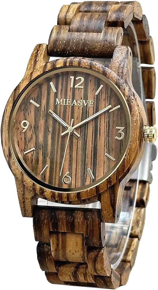 Wooden Watch for Men Casual Handmade Wood Watches Quartz Movement Brown Dial Suitable for Daily Wear