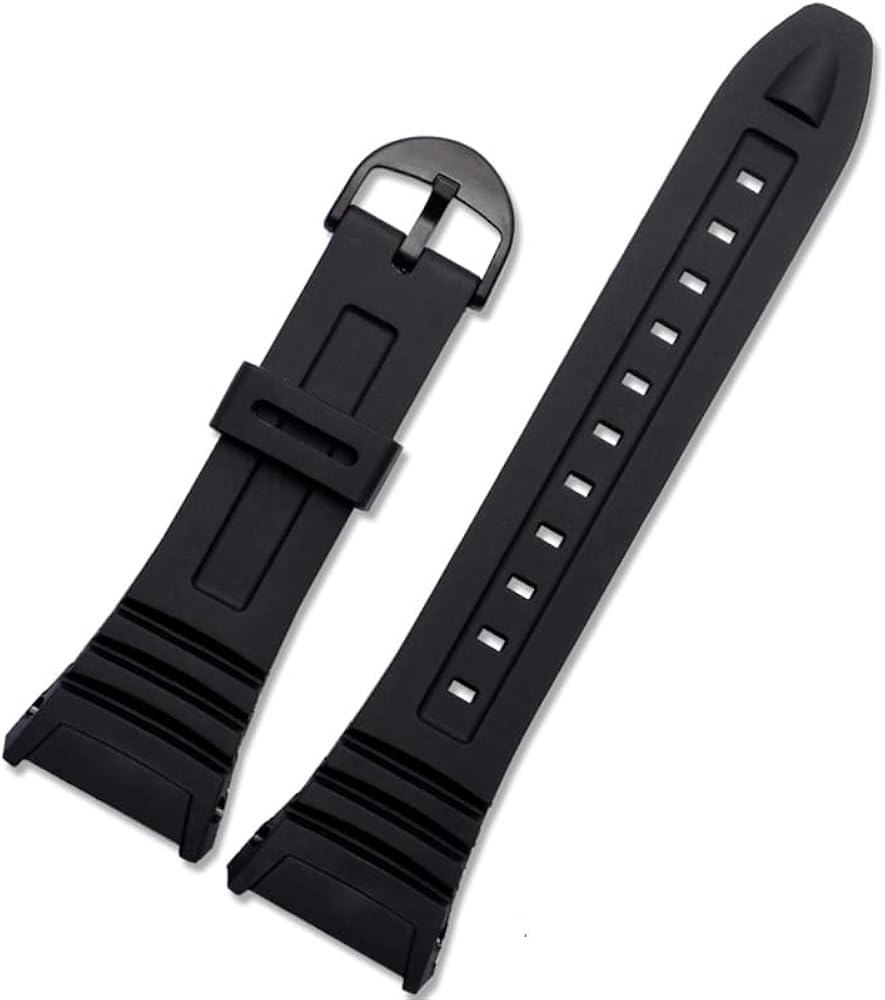 For Casio 3239 W-96H-1A 2A 9A special silicone strap electronic watch chain accessories black, 18mm, Preto