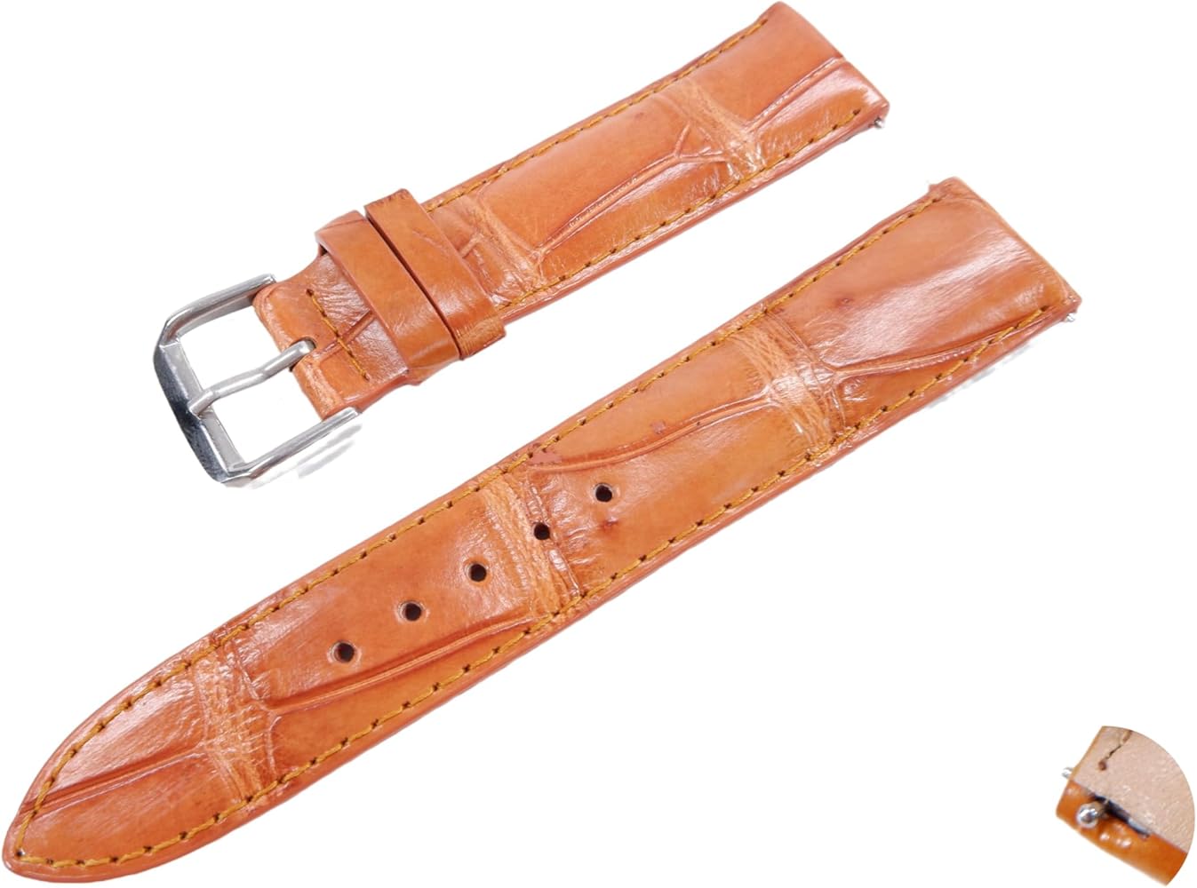 Genuine Crocodile Alligator Belly Skin Leather Quick Release Men's Watch Strap Band with Buckle 18 mm. 20 mm. 22 mm. 24 mm. 26 mm.