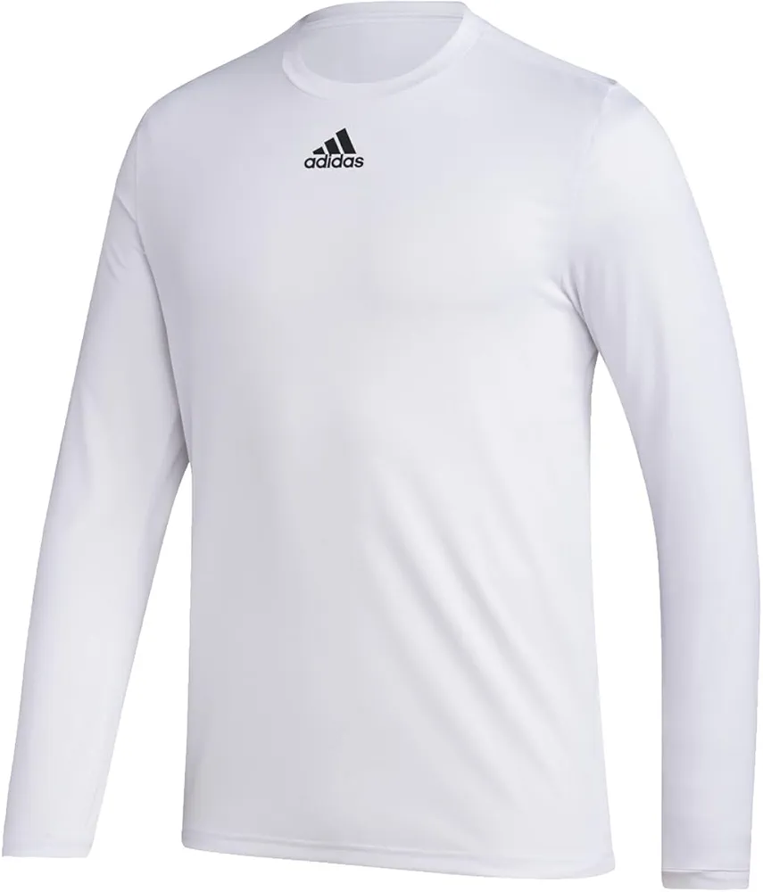 adidas Mens LS Pregame Bos Tee White MD