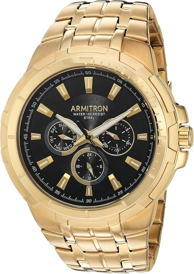 Armitron Men's 20/5144BKGP Multi-Function Dial Gold-Tone Bracelet Watch